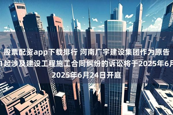 股票配资app下载排行 河南广宇建设集团作为原告/上诉人的1起涉及建设工程施工合同纠纷的诉讼将于2025年6月24日开庭