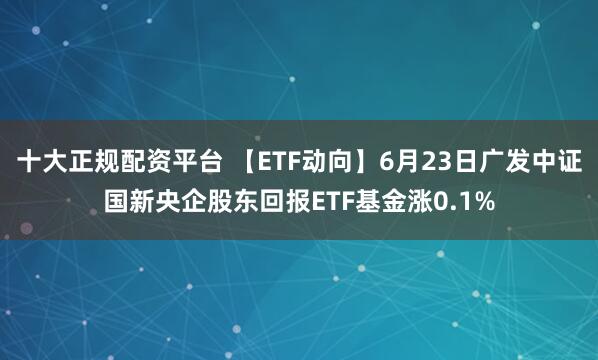 十大正规配资平台 【ETF动向】6月23日广发中证国新央企股东回报ETF基金涨0.1%