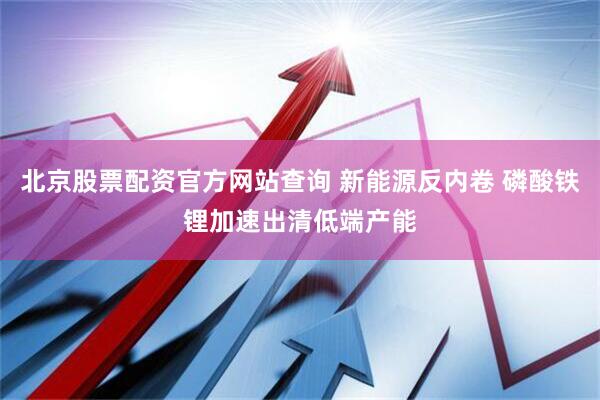 北京股票配资官方网站查询 新能源反内卷 磷酸铁锂加速出清低端产能