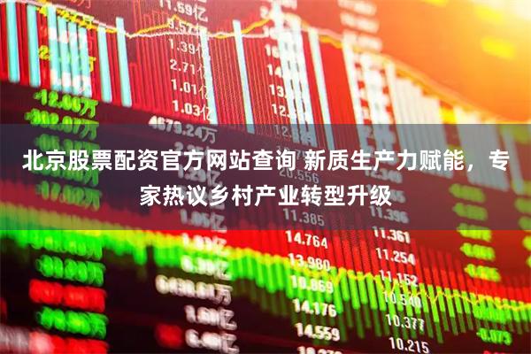 北京股票配资官方网站查询 新质生产力赋能，专家热议乡村产业转型升级